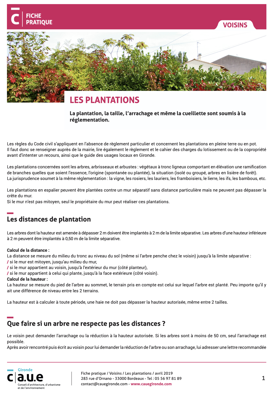 Fiche Voisins Les Plantations