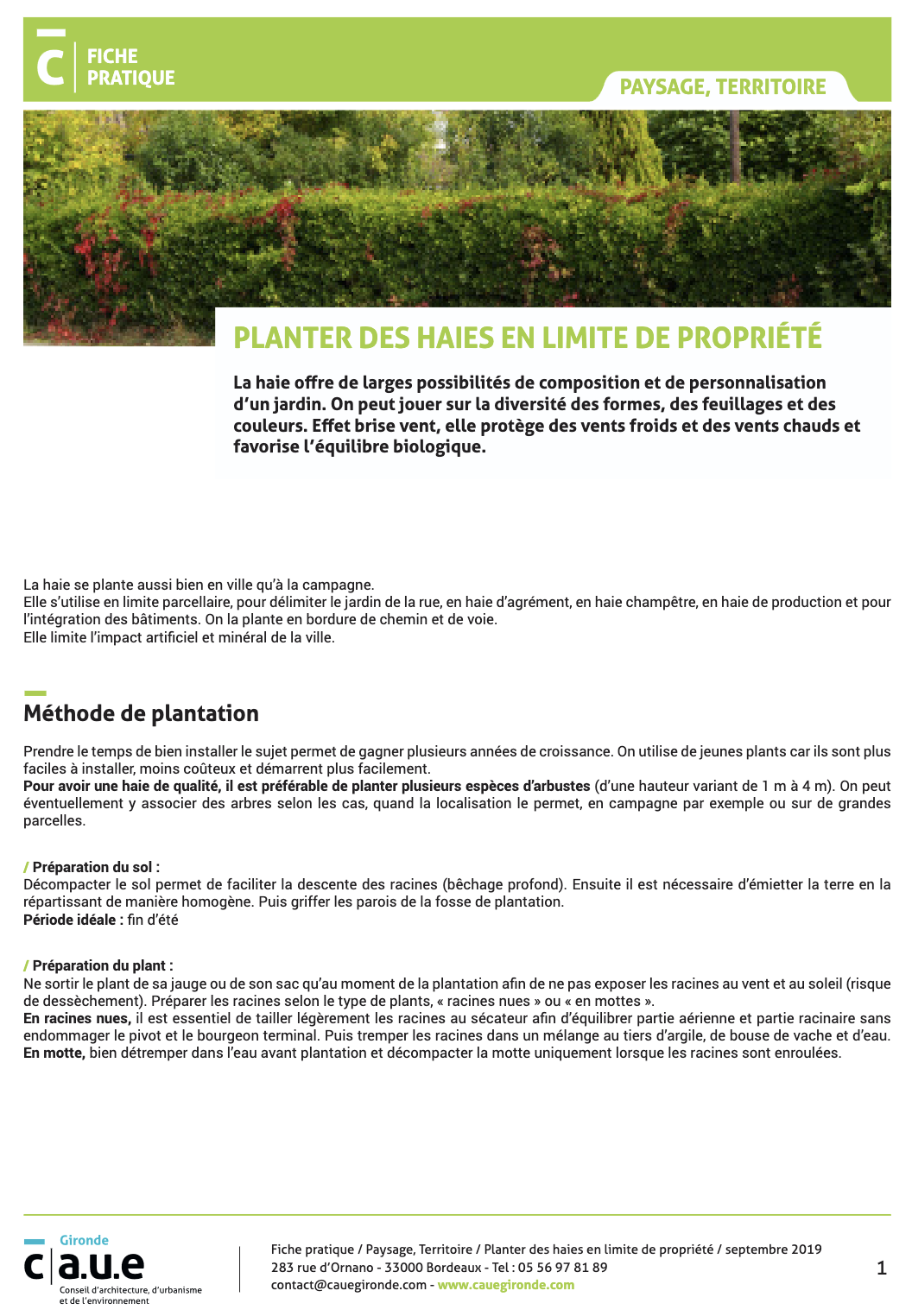 Fiche planter des haies